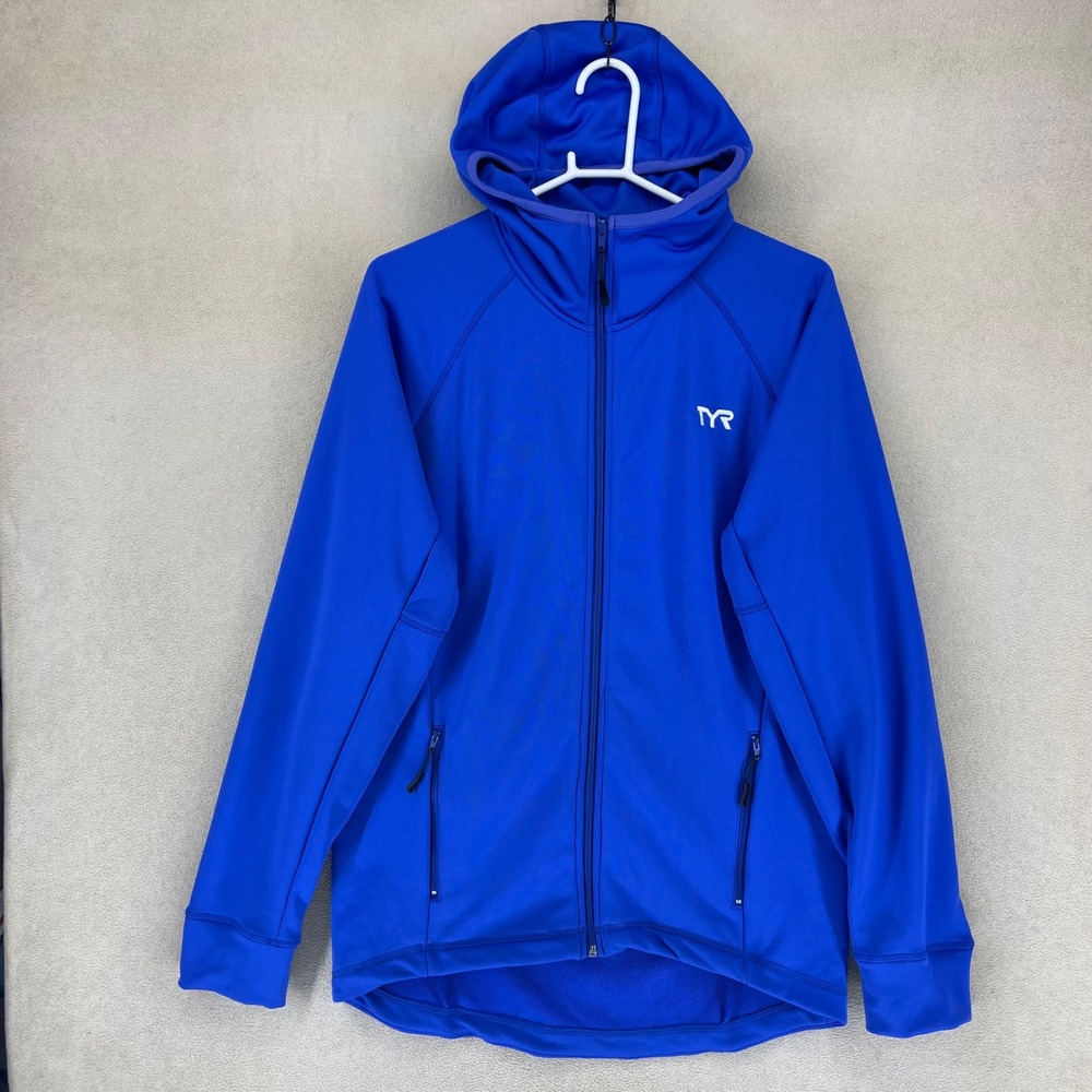 TYR Blue‎ Full Zip Hoodie Jacket Men's Size Large Polyester Athletic
